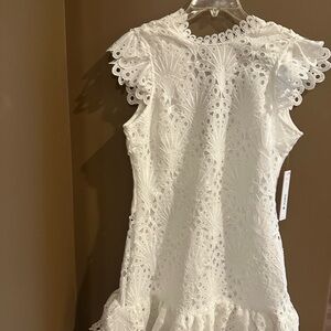Aqua White Lace Dress